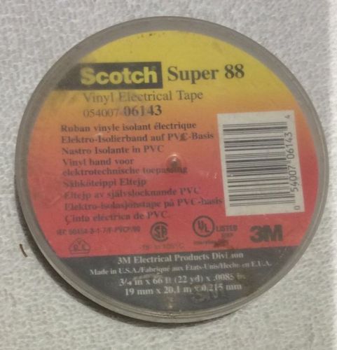 3m scotch super 88 vinyl electrical tape, .75&#034; x 66&#039; x .0085&#034; black nos no wrap for sale