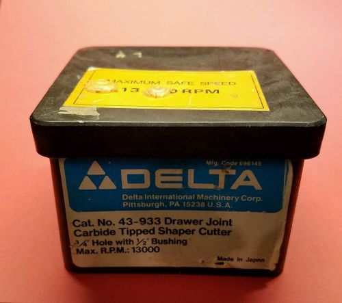 Delta 43-933 drawer joint carbide tipped shaper cutter 3/4&#034; hole 1/2&#034; bushing for sale