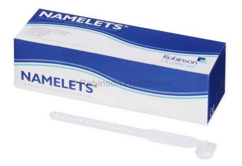 Namelets id bracelets child write-on white - pack of 100 for sale