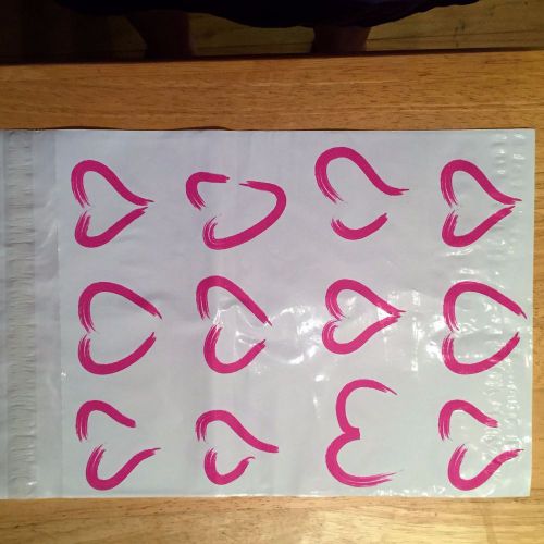 10--PINK HEARTS 10X13&#034; Designer Mailers Poly Shipping Envelopes Boutique Bag
