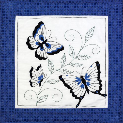 &#034;Stamped Embroidery Quilt Blocks 18&#034;&#034;X18&#034;&#034; 6/Pkg-Butterfly&#034;