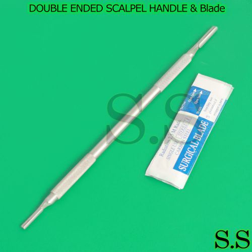 DOUBLE ENDED SCALPEL KNIFE HANDLE #3 #4+200 SURGICAL CARBON STEEL BLADES #12 #21