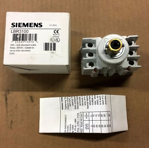 *nib*new in box* siemens lbr3100 100 amp 3 pole rotary switch for sale