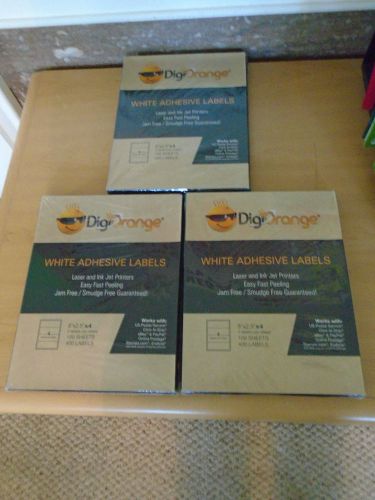 Lot of 3- digi orange  white adhesive labels 8&#034; x 2.5&#034; 4 100 sheets 400 labels for sale