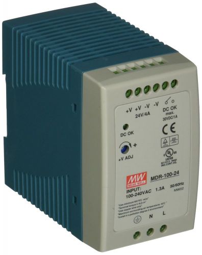 Mean well mdr-100-24 ac to dc din-rail power supply 24v 4 amp 96w 1.5&#034; for sale