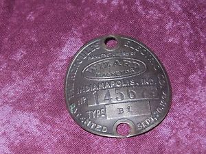 Antique wizard magneto builders tag   hit and miss engine for sale
