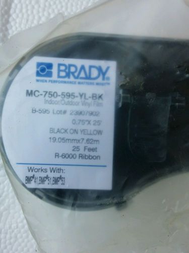 Brady mc-750-595-yl-bk label tape cartridge, bllk/ylw, 25 ft. l for sale