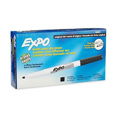 Expo dry erase markers, fine point, black, 12-count for sale
