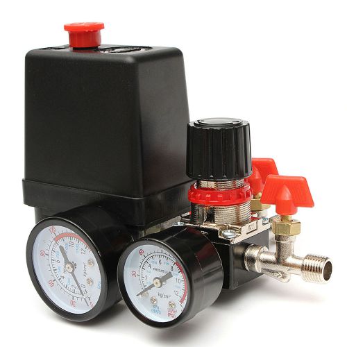 125psi air compressor pressure valve switch control manifold regulator gauges for sale