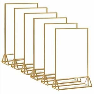 HIIMIEI Acrylic Gold Frames Sign Holders 4x6 Double Sided Table Menu Display ...
