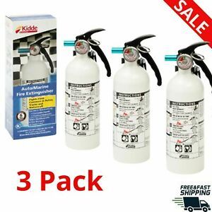 3 Pack - Fire Extinguisher 5-B:C 3-lb Disposable Home Office Safety Car Boat