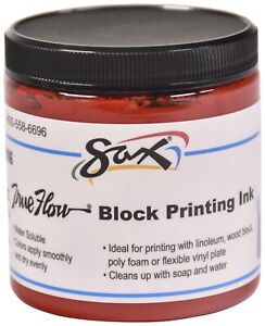 Sax True Flow Water Soluble Block Printing Ink, 8 Ounces, Primary Red