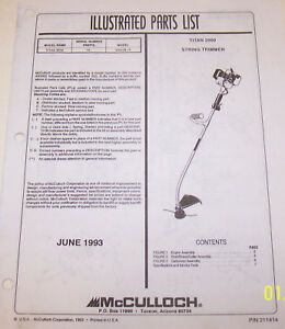 McCULLOCH TRIMMER TITAN 2000 OEM ILLUSTRATED PARTS LIST