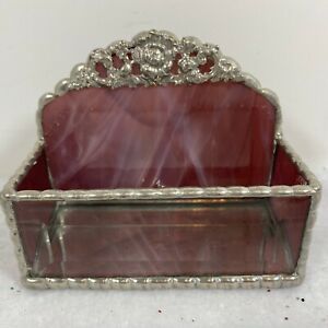 Stained Glass Business Card Holder Amethyst Slag Glass