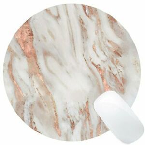 Wknoon Rose Gold and Eggshell Marble Mouse Pad Round Mouse Pads Cute Mat