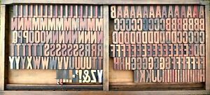 Letterpress WOOD Type 2&#034; SLIM Alphabet 190pcs  **Beautiful Old Typeface**