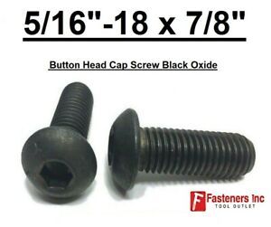 5/16-18 x 7/8&#034; Button Head Cap Screws Allen / Hex Drive Black Oxide Alloy Steel