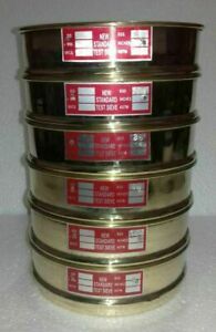 Brass Sieves Heavy Gauge Standard Testing Set of 4 With Lid &amp; Pan 8.4x2.2 inches