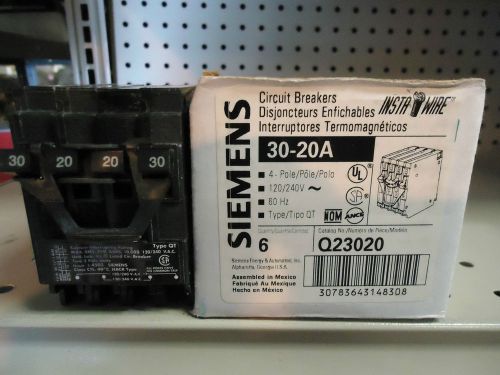 Siemens q23020 new in box quad breaker 1-220 1-230 240 volt 6 pack #a20 for sale