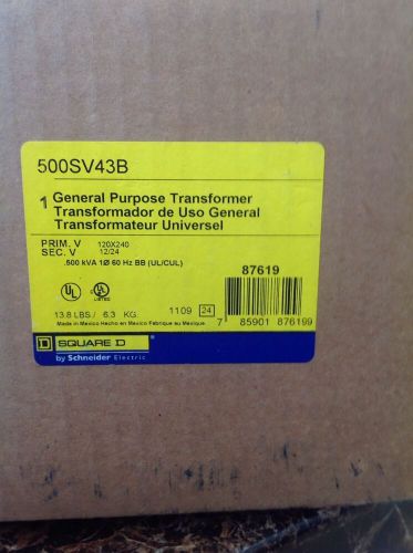 SQUARE D Schneider Electric Transformer Model 500SV43B, NEVER OPENED New In Box