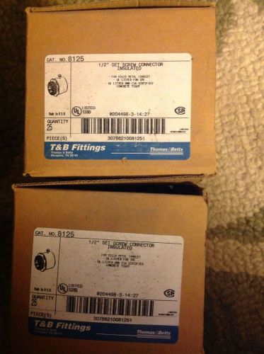 T &amp; b 1/2&#034; set screw connector (50) 8125 thomas &amp; betts insulated over stock for sale