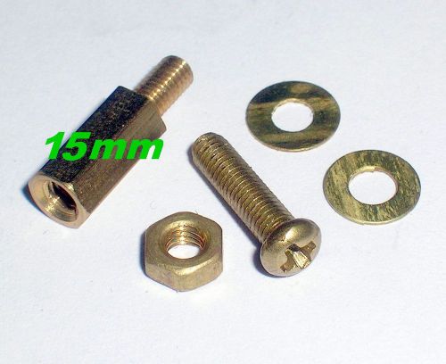 50, 15mm brass standoff pcb board spacing male female 50 bolts 50 nut 100washer for sale