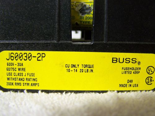 Buss J60030-2P Lot of 2 with LPJ-3SP fuses