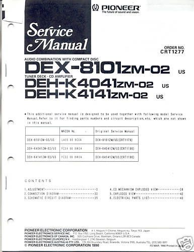 PIONEER SERVICE MANUAL DEX-8101 DEH-K4041/4141 FREE S/H