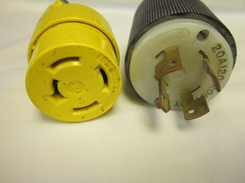 PAIR of Pass &amp; Seymour MALE &amp; FEMALE Twist-Lock Plug Connector 20A 120/208V
