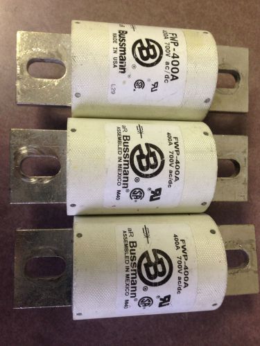Lot of 3 Bussmann FWP-400A 400A 700V Semiconductor Fuse Used Resistance Tested