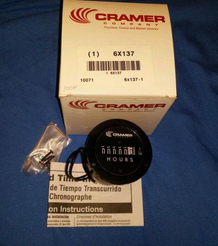 *NEW* CRAMER ELAPSED TIME METER 6X137 635G Hours/Tenths 2.250&#034; Round Hole Mtg.