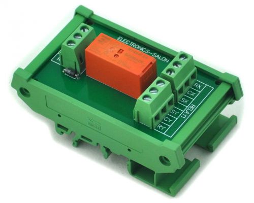 DIN Rail Mount Passive Bistable/Latching DPDT 8A Power Relay Module, 24V Version