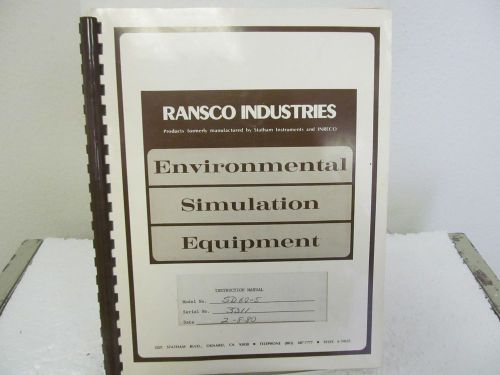Ransco Ind. SD Series Temperature Test Chambers Instruction Manual w/schem