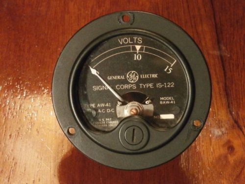 Vitage &#034;general electric&#034; signal corps type is-122 volt meter  works nice! for sale