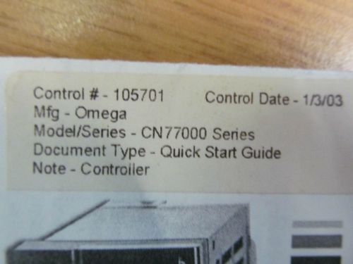 Omega Engineering CN77000 Series Controller Quick Start Guide