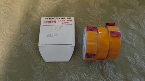 SCOTCH LABELING TAPE # 760 1/2&#034; X 144&#034; YELLOW COLOR 3 ROLLS
