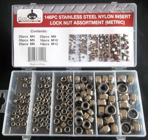 146pc goliath stainless steel ssmln146 nylon insert lock nut assortment for sale