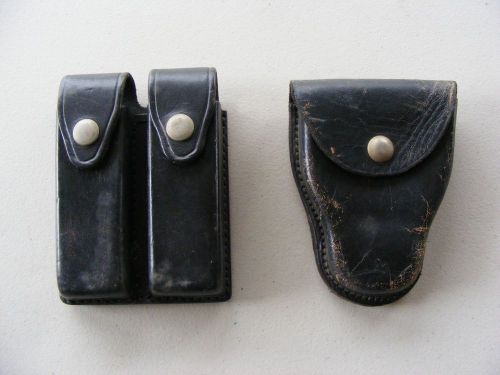 Vintage Leather Ammo Clips Holder and Handcuff Holder. Tex Shoemaker Co.