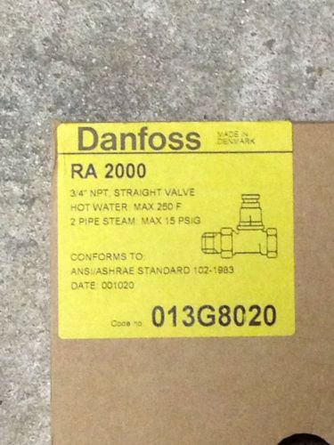 Danfoss RA 2000 3/4&#034; NPT Straight Valve - 013G8020