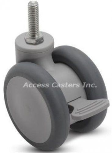 65sgtsb-507 65mm grey twin wheel caster w/ brake, 5/16&#034; - 18 x 1&#034; threaded stem for sale