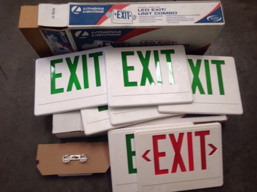 (7) lithonia lighting lhqm s w 3 r m4 led exit sign face red green cover quantum for sale