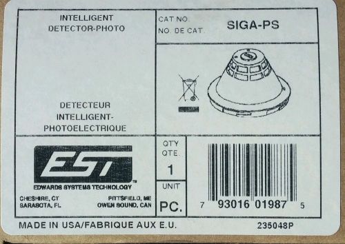 *BRAND NEW* EST SIGA-PS Smoke Detector, In the original undamaged package.