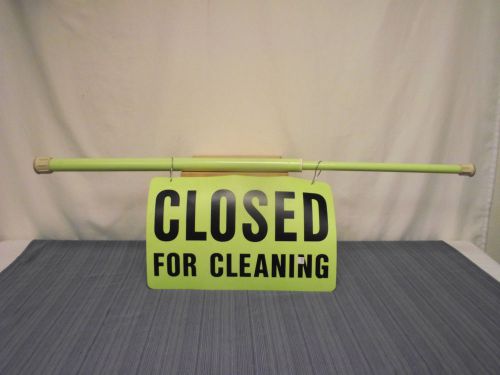 Spring activated door barricade sign closed for cleaning vinyl yellow for sale