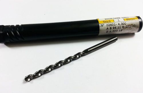 4.3mm guhring carbide 2601 bright finish 8xd jobber drill (k83) for sale