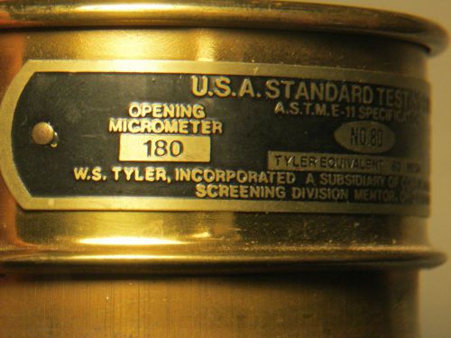 Vintage  tyler usa standard testing sieve mesh 80 .0070 opening  in.3&#034; brass for sale