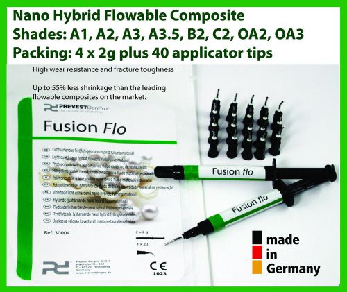 DENTAL SUPPLY, NANO FLOWABLE COMPOSITE 4 x 2g, Made in Germany, OA2 Opaque A2