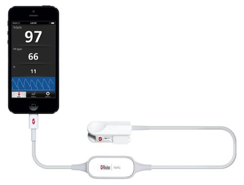 Masimo ISPO2 Pulse Oximeter with Lightening Connector, White, Large opened box