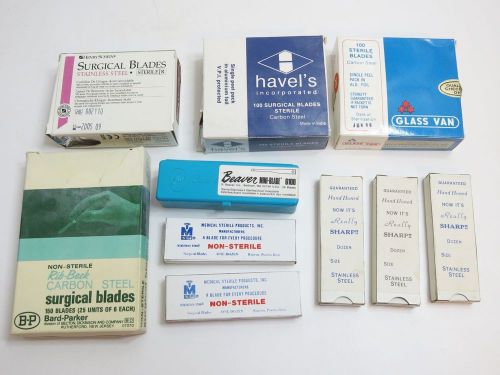 Large mixed lot of surgrical blades bard parker, beaver, glass van, havel&#039;s, etc for sale