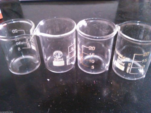 Glass beaker 25ml set of 4 lab supplies lab glassware Lab Science glass beaker77