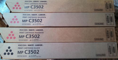 New OEM Ricoh Savin Lanier MP C3502 - 1 Black and 3 Magenta Toners